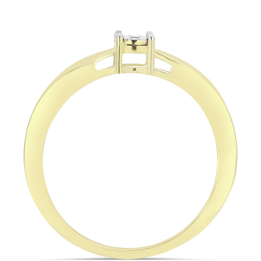 Pierścionek srebrny pozłacany z białym diamentem