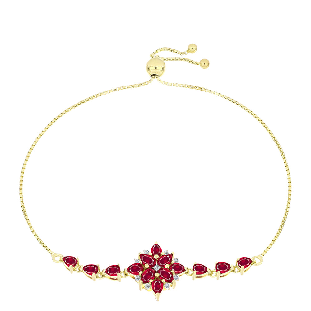 Bransoletka srebrna pozłacana z malgaskim rubinem i białym topazem