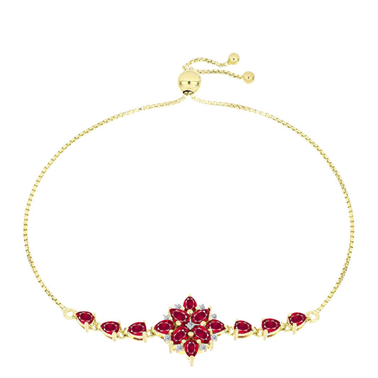 Bransoletka srebrna pozłacana z malgaskim rubinem i białym topazem