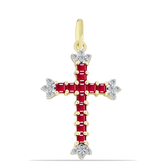 Zawieszka srebrna pozłacana z malgaskim rubinem i białym topazem