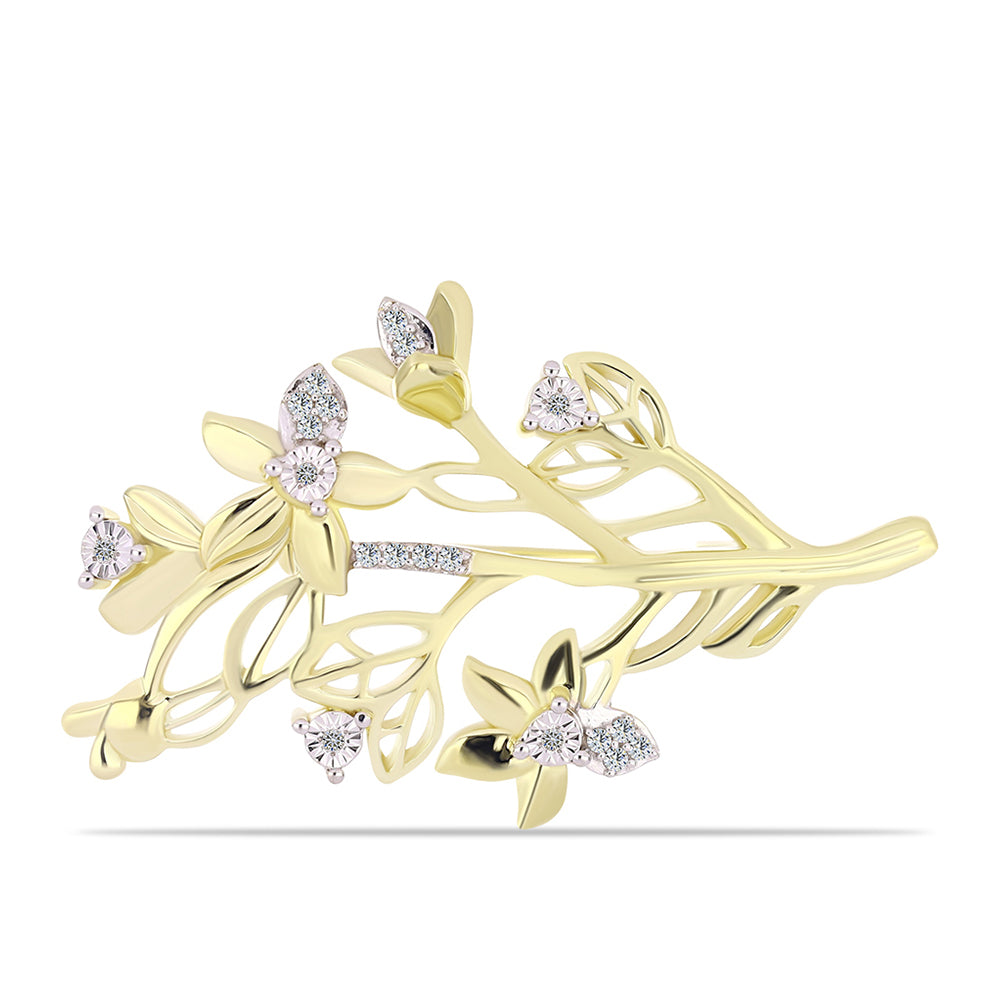 Broszka srebrny pozłacany z białym diamentem i białym topazem 1 