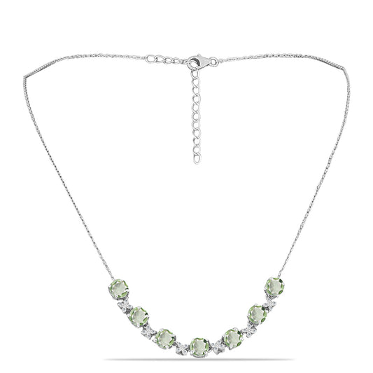 Naszyjnik ze srebra próby 925 z zielonym ametystem i białym topazem