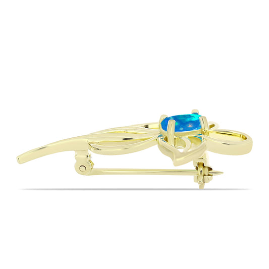 Broszka srebrny pozłacany z rajskim opalem etiopskim