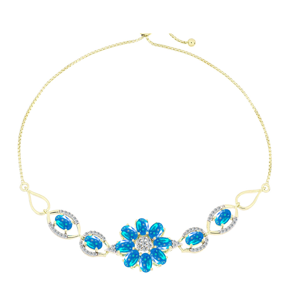 Bransoletka srebrna pozłacana z rajskim opalem etiopskim i białym topazem