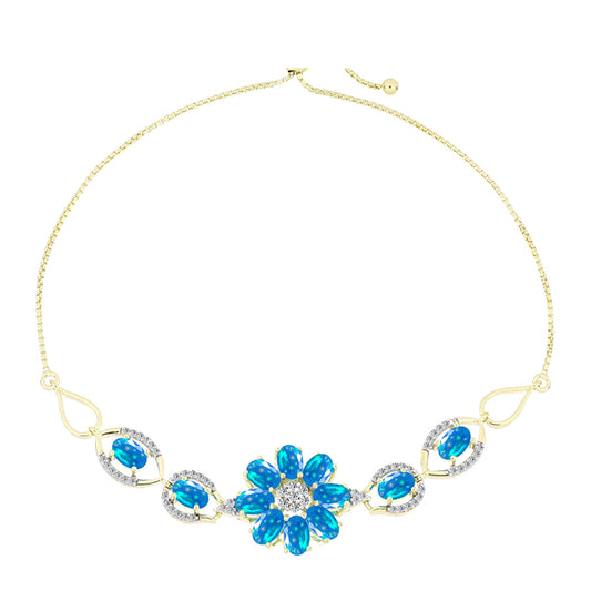 Bransoletka srebrna pozłacana z rajskim opalem etiopskim i białym topazem