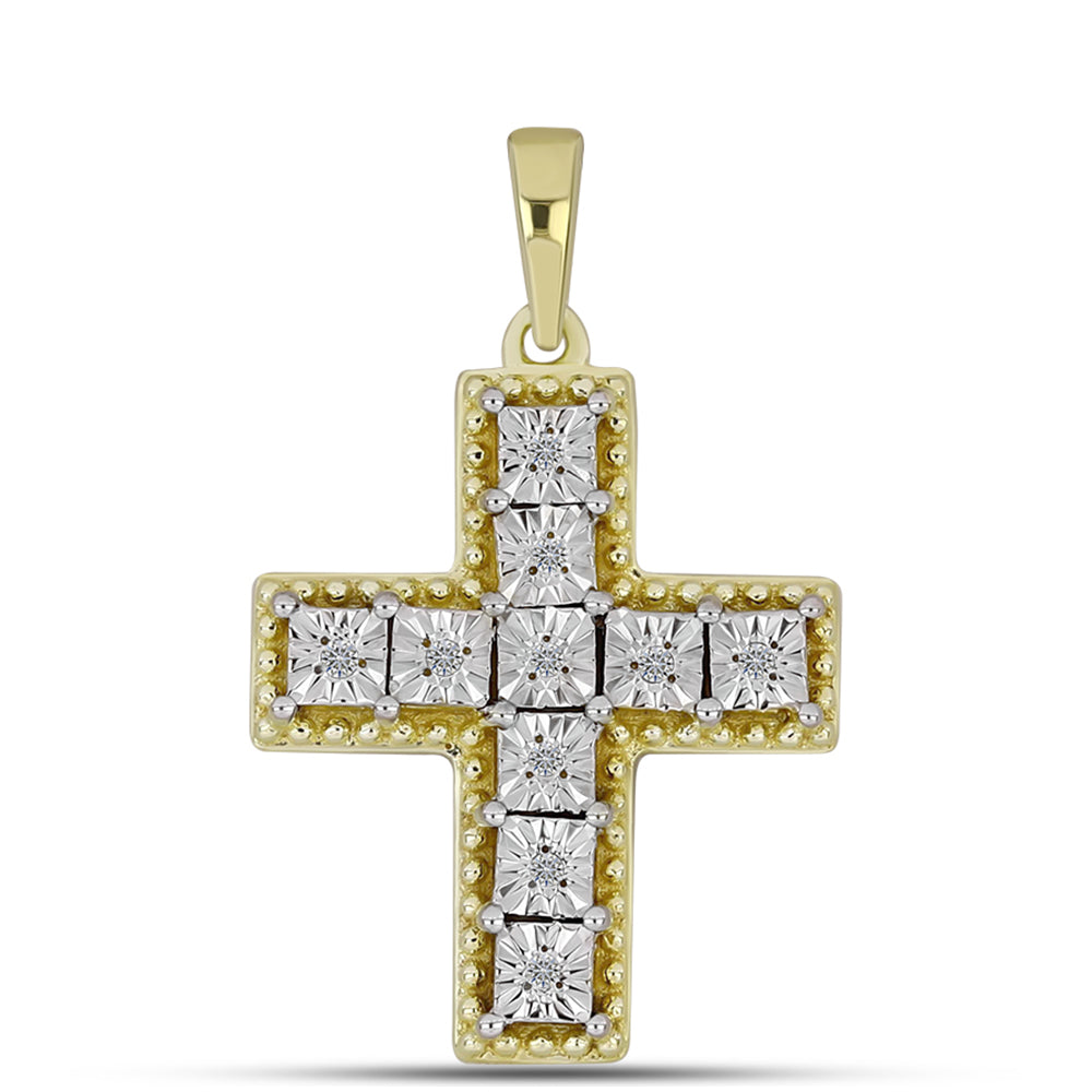 Zawieszka srebrna pozłacana z białym diamentem 1 