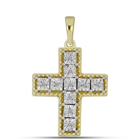 Zawieszka srebrna pozłacana z białym diamentem