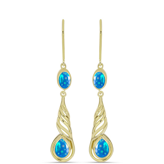 Kolczyki srebrne pozłacane z rajskim opalem etiopskim