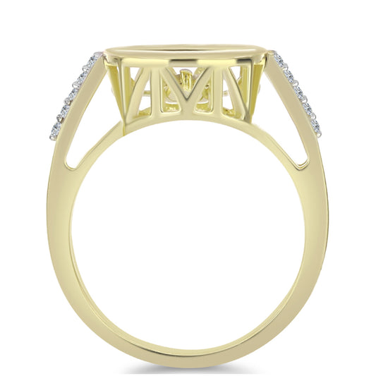 Pierścionek srebrny pozłacany z białym diamentem i białym topazem