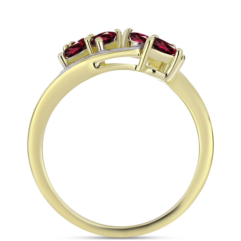 Pierścionek srebrny pozłacany z granatem rodolitem i białym topazem 2 