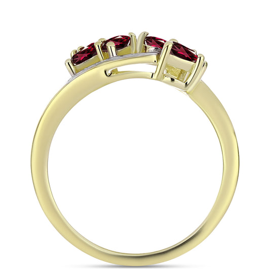 Pierścionek srebrny pozłacany z granatem rodolitem i białym topazem