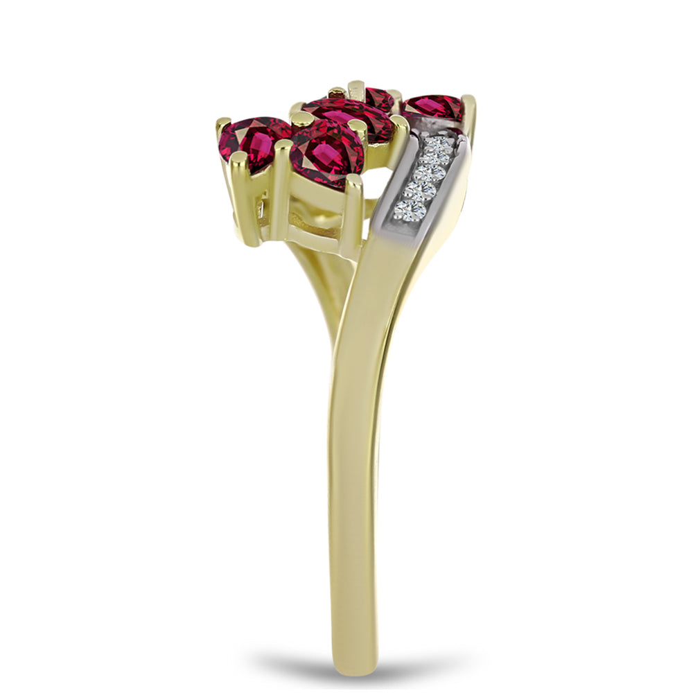 Pierścionek srebrny pozłacany z granatem rodolitem i białym topazem