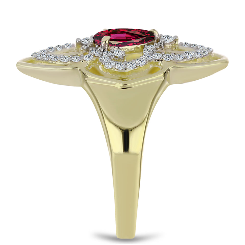 Pierścionek srebrny pozłacany z granatem rodolitem i białym topazem 4 