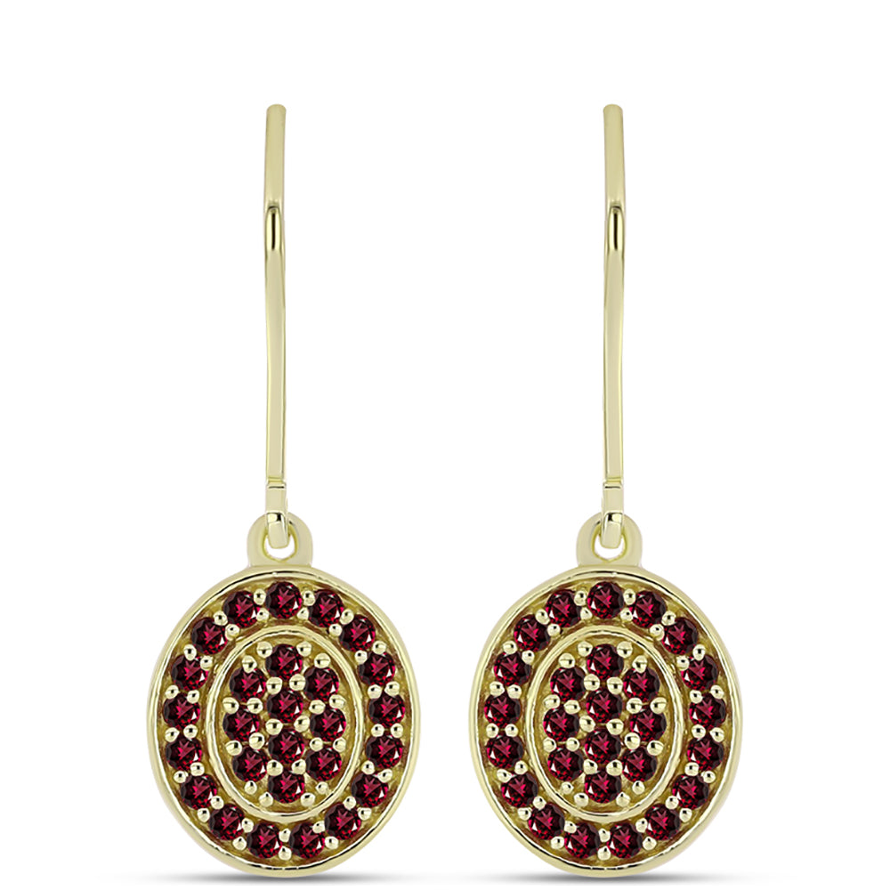 Kolczyki srebrne pozłacane z granatem rodolitem