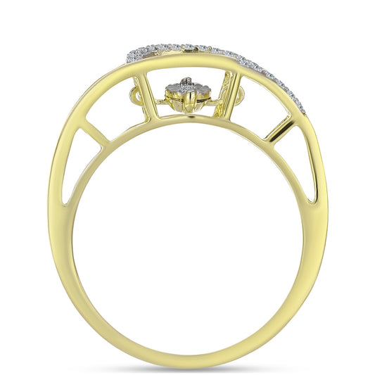 Pierścionek srebrny pozłacany z białym diamentem i białym topazem