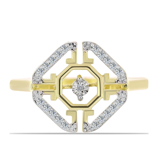 Pierścionek srebrny pozłacany z białym diamentem i białym topazem