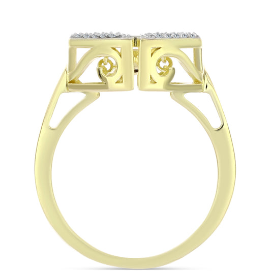 Pierścionek srebrny pozłacany z białym diamentem i białym topazem