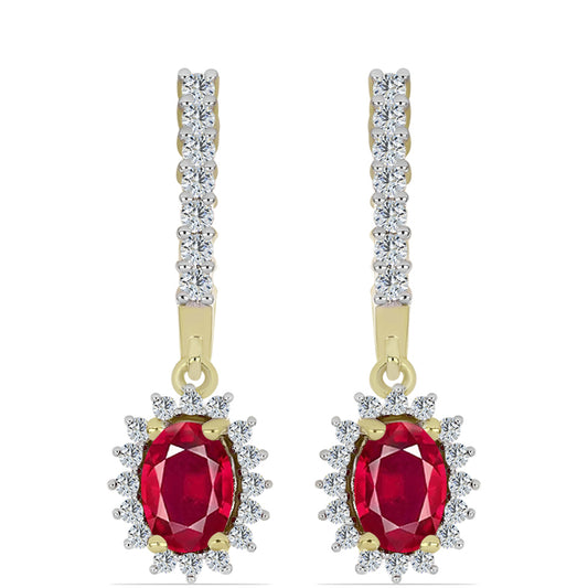 Kolczyki srebrne pozłacane z malgaskim rubinem i białym topazem