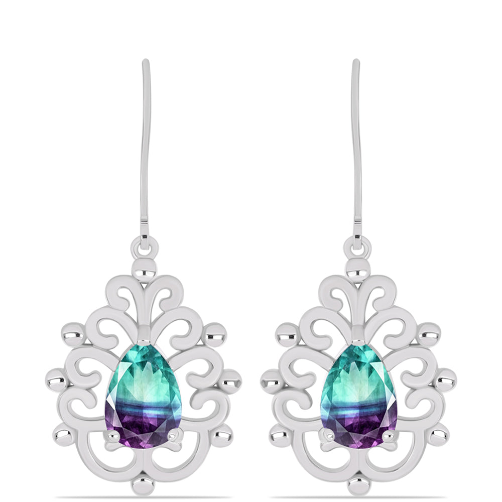 Kolczyki ze srebra próbe 925 z fluorytem Zebra 1 