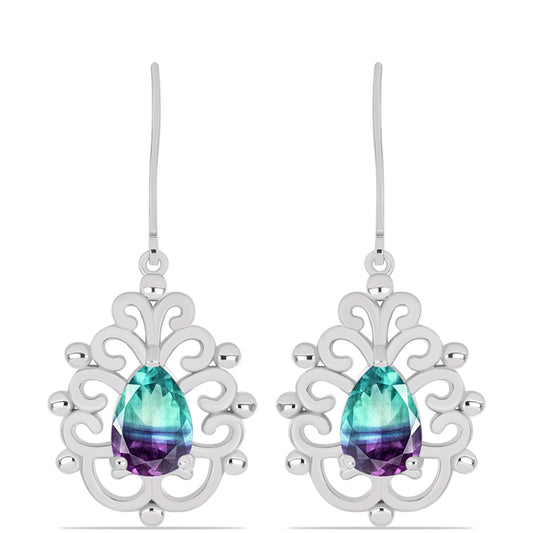 Kolczyki ze srebra próbe 925 z fluorytem Zebra