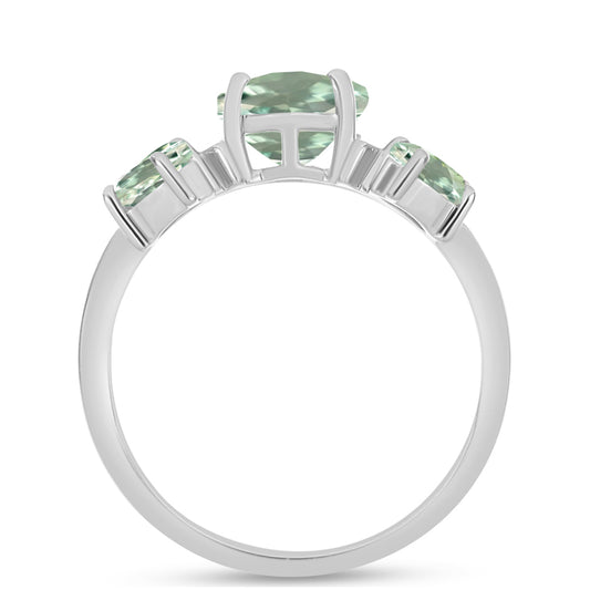 Pierścionek ze srebra próby 925 z zielonym ametystem