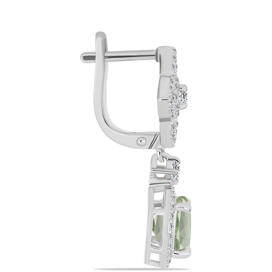 Kolczyki ze srebra próbe 925 z zielonym ametystem i białym topazem