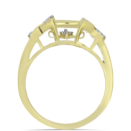 Pierścionek srebrny pozłacany z białym diamentem i białym topazem