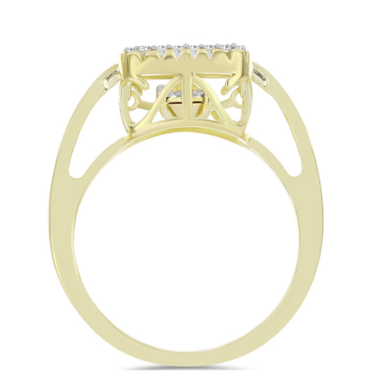 Pierścionek srebrny pozłacany z białym diamentem i białym topazem