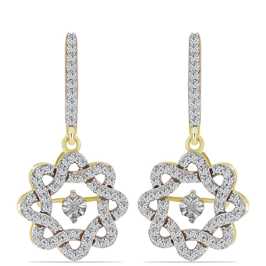 Kolczyki srebrne pozłacane z białym diamentem i białym topazem