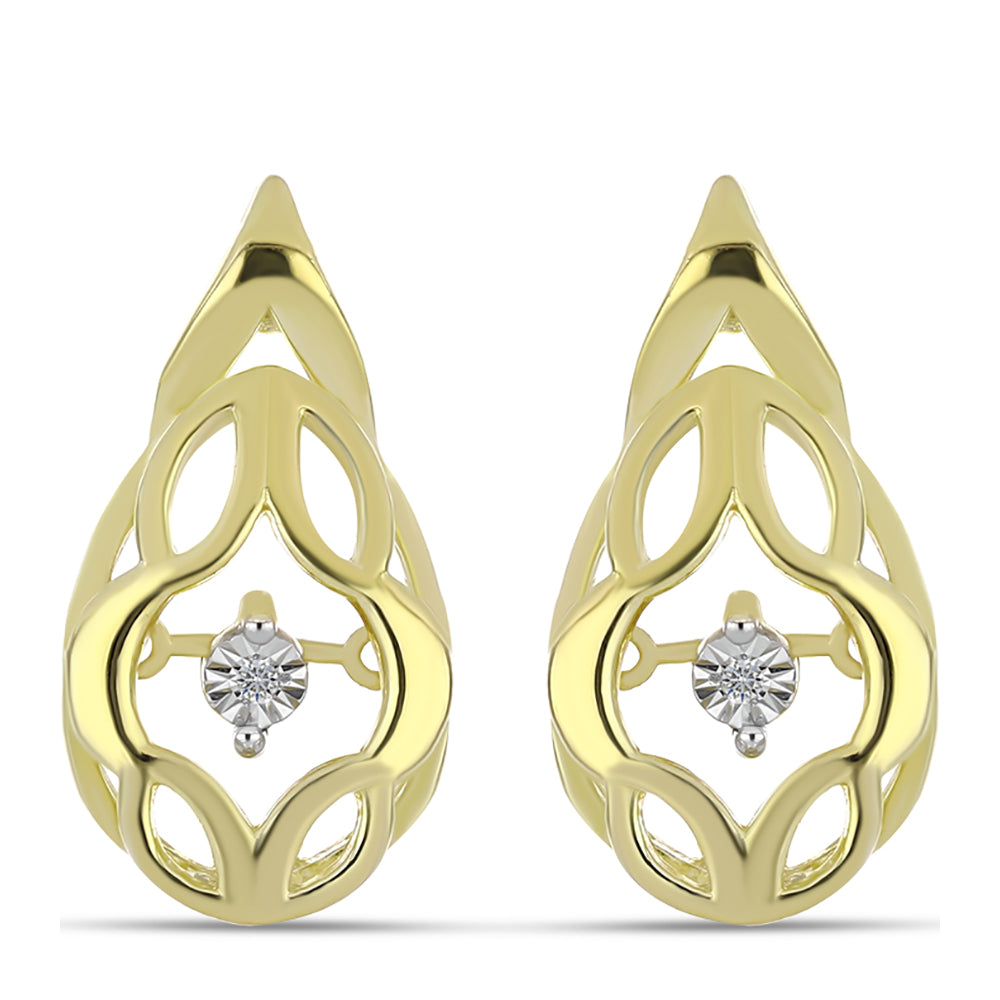 Kolczyki srebrne pozłacane z białym diamentem 1 