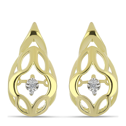 Kolczyki srebrne pozłacane z białym diamentem