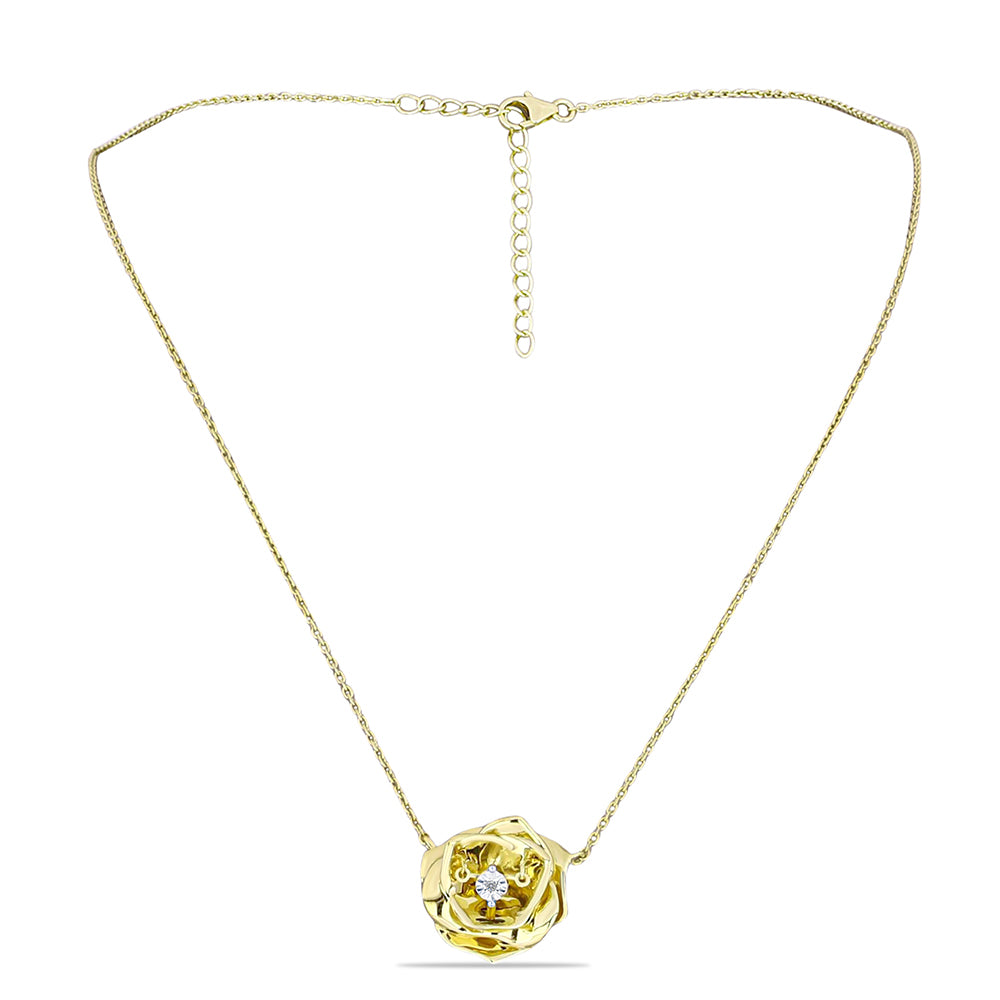 Naszyjnik srebrny pozłacany z białym diamentem 1 