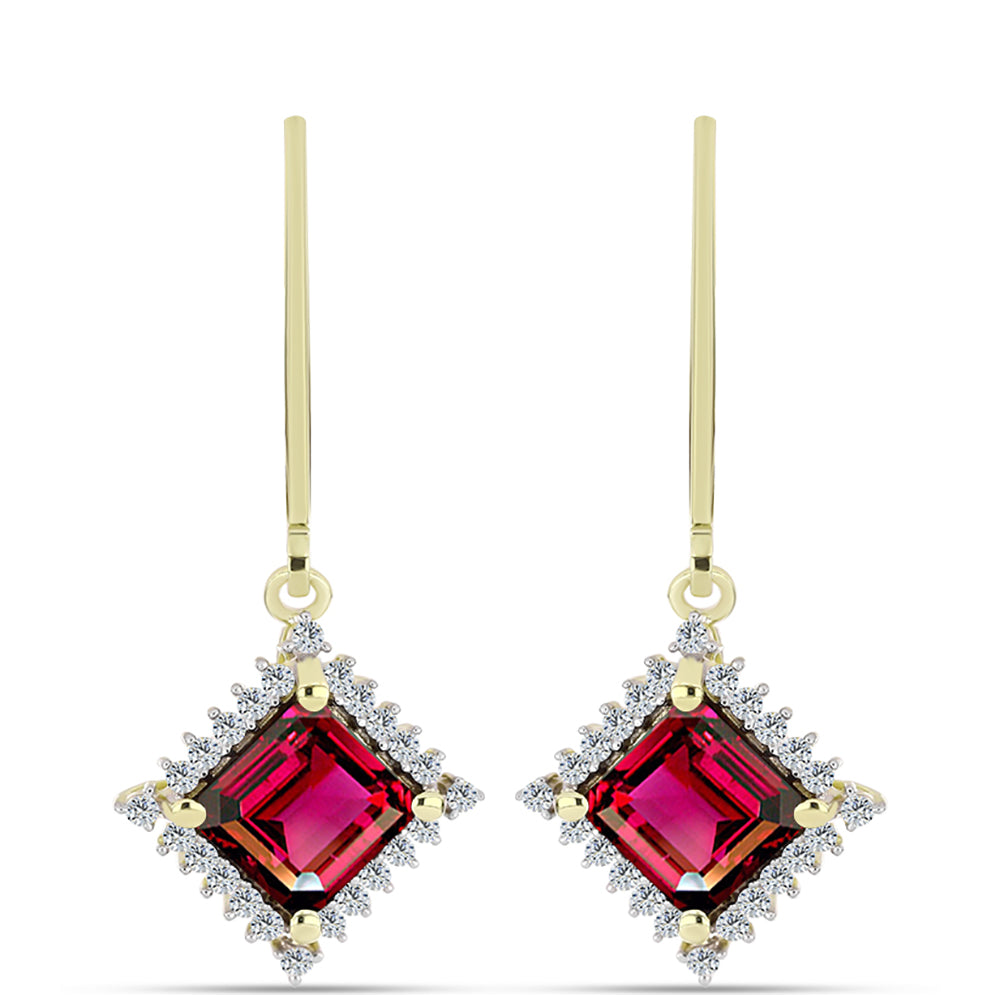 Kolczyki srebrne pozłacane z granatem rodolitem i białym topazem 1 