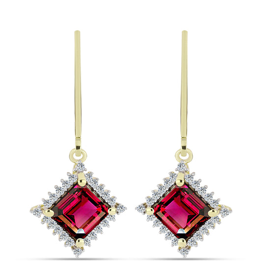 Kolczyki srebrne pozłacane z granatem rodolitem i białym topazem