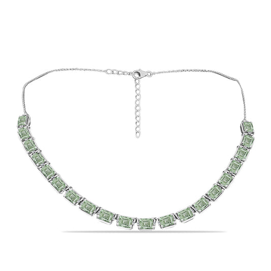 Naszyjnik ze srebra próby 925 z zielonym ametystem i białym topazem