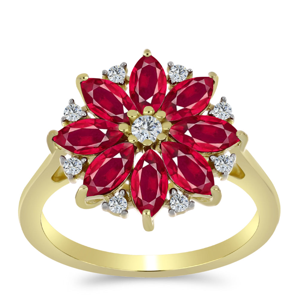 Pierścionek srebrny pozłacany z malgaskim rubinem i białym topazem 3 