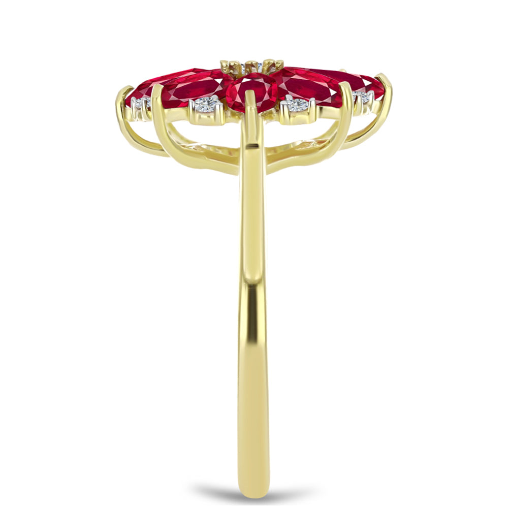 Pierścionek srebrny pozłacany z malgaskim rubinem i białym topazem 4 