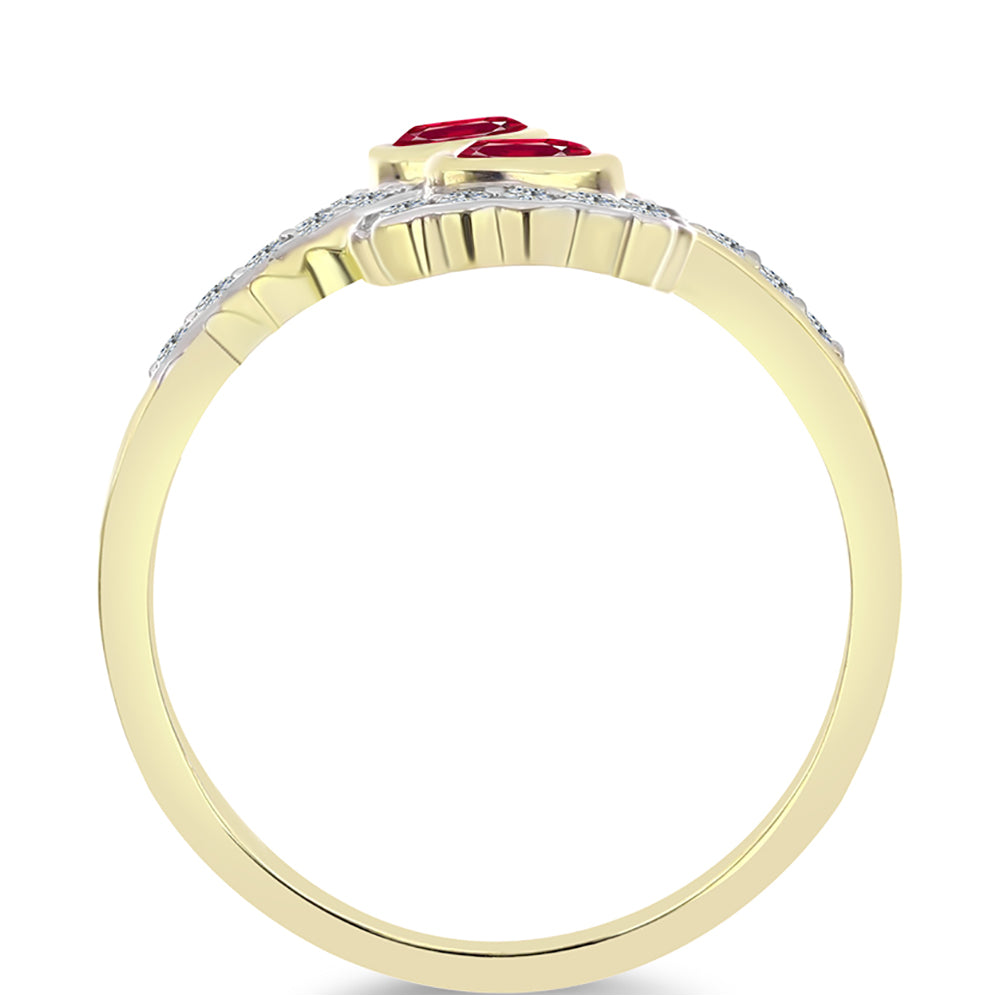 Pierścionek srebrny pozłacany z malgaskim rubinem i białym topazem 2 