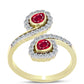 Pierścionek srebrny pozłacany z malgaskim rubinem i białym topazem