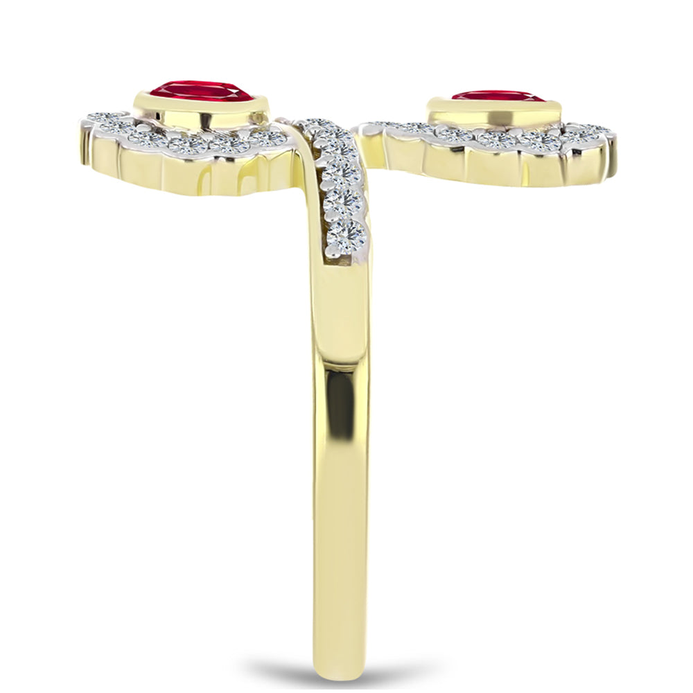 Pierścionek srebrny pozłacany z malgaskim rubinem i białym topazem 4 