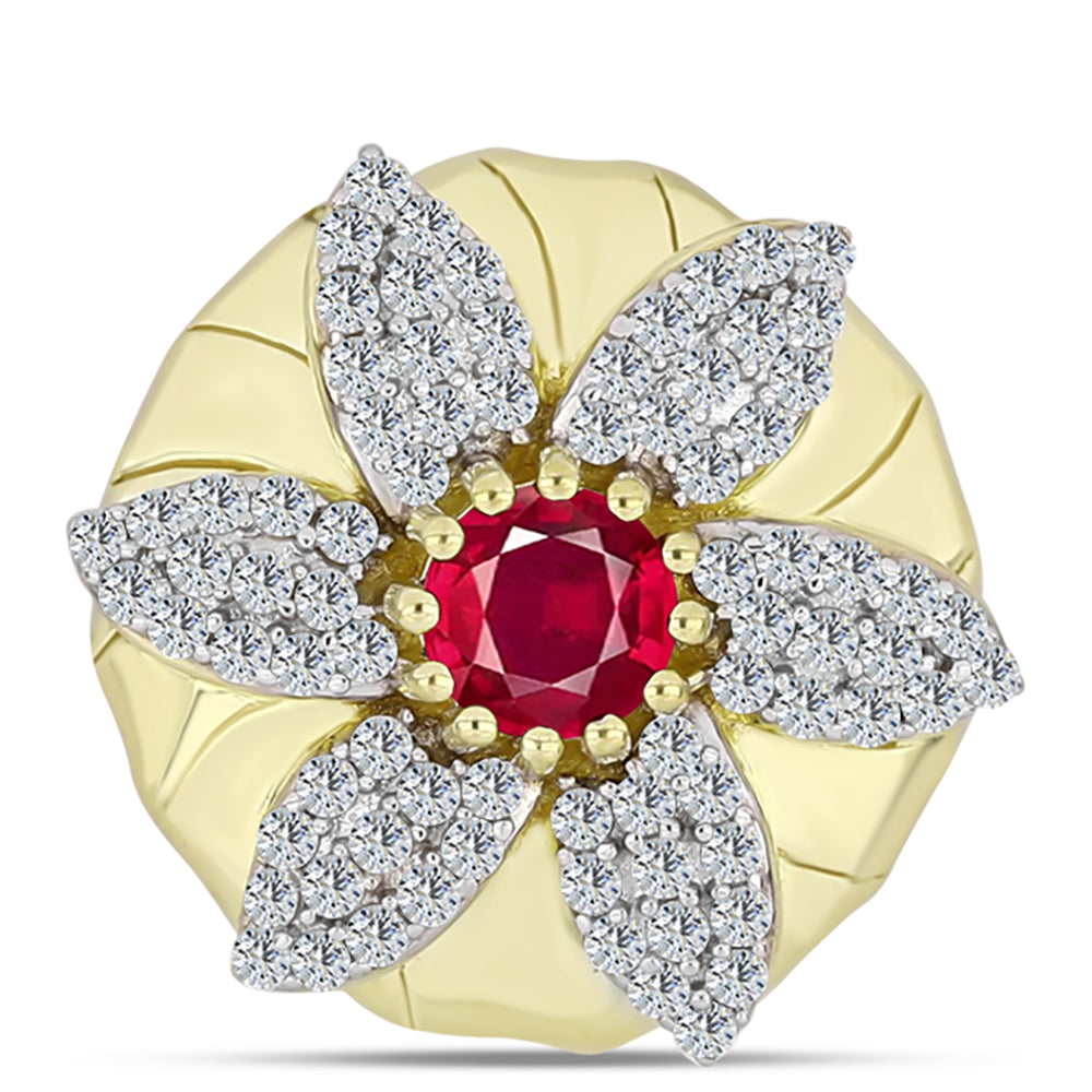 Zawieszka srebrna pozłacana z malgaskim rubinem i białym topazem 1 