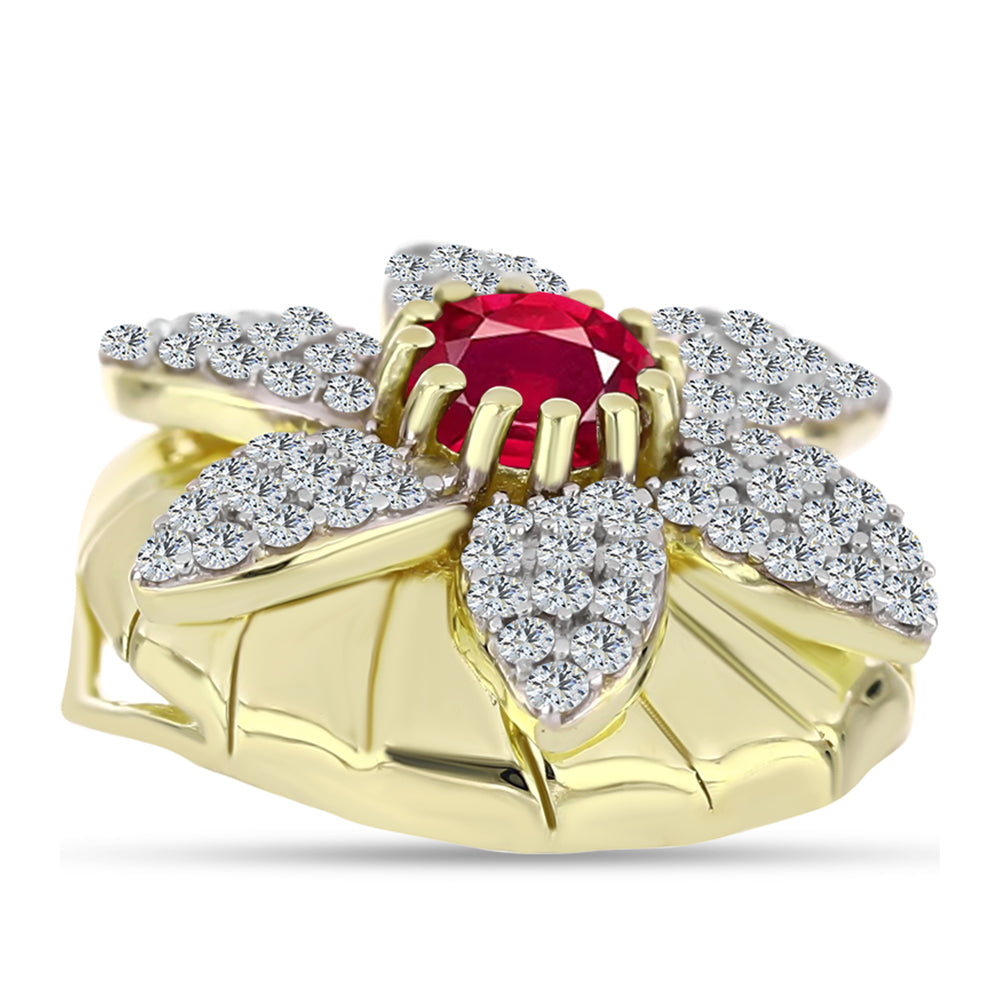 Zawieszka srebrna pozłacana z malgaskim rubinem i białym topazem 2 