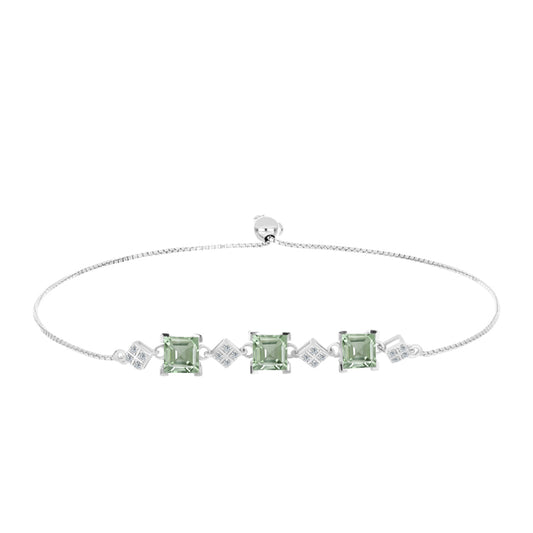 Bransoletka ze srebra próba 925 z zielonym ametystem i białym topazem