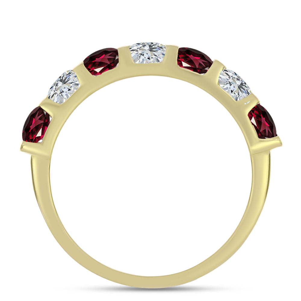 Pierścionek srebrny pozłacany z granatem rodolitem i białym topazem