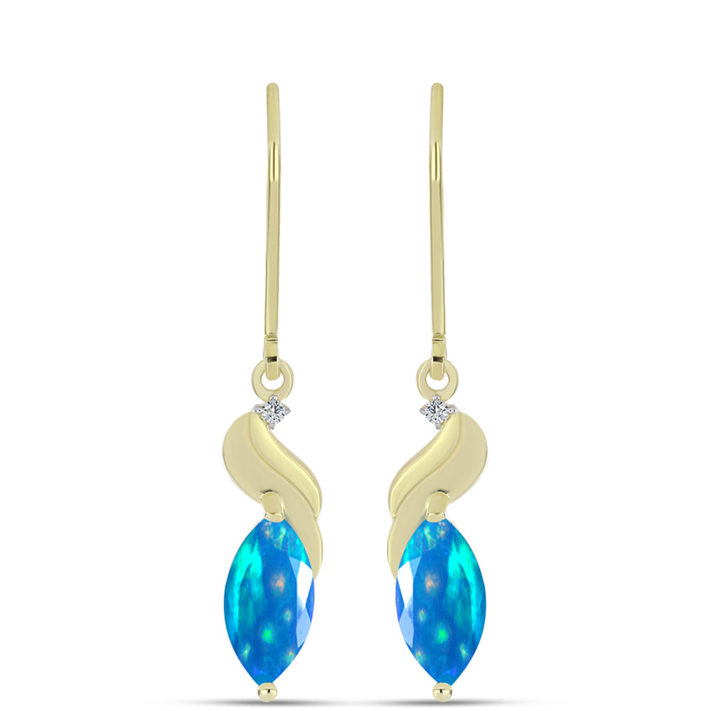 Kolczyki srebrne pozłacane z rajskim opalem etiopskim i białym topazem 1 