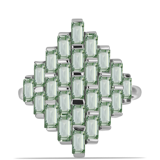 Pierścionek ze srebra próby 925 z zielonym ametystem