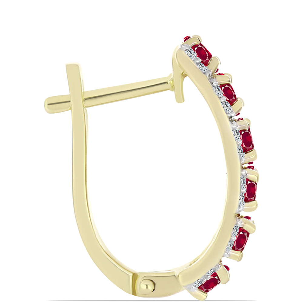 Kolczyki srebrne pozłacane z malgaskim rubinem i białym topazem