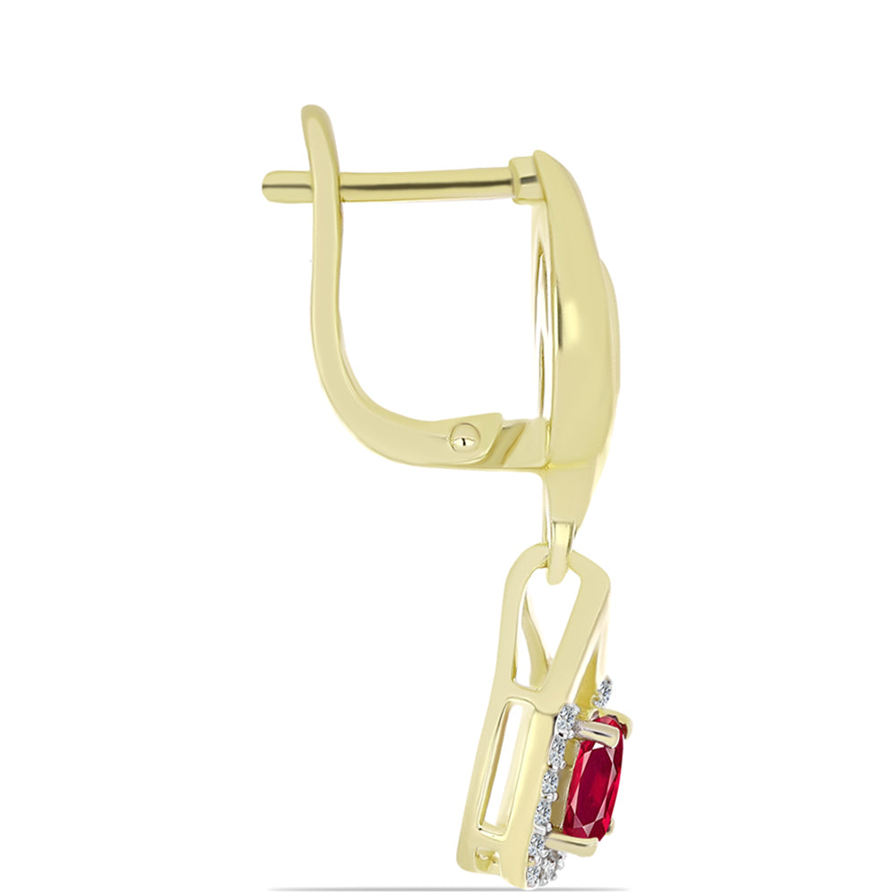 Kolczyki srebrne pozłacane z malgaskim rubinem i białym topazem