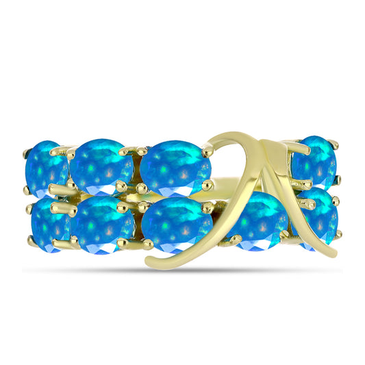 Pierścionek srebrny pozłacany z rajskim opalem etiopskim