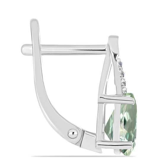 Kolczyki ze srebra próbe 925 z zielonym ametystem i białym topazem